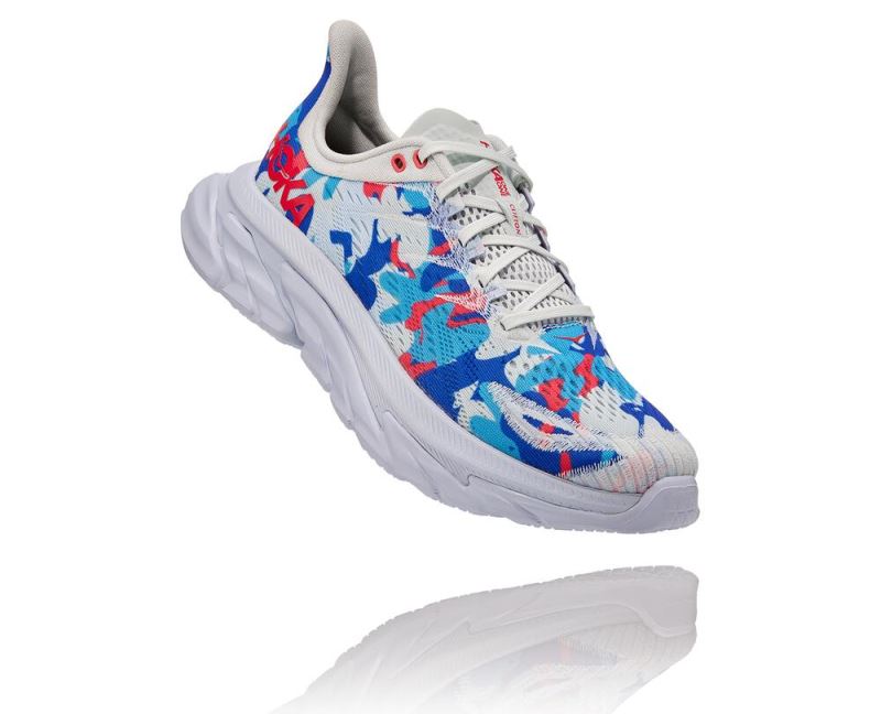 Hoka One One Clifton Edge Geometric Mulher - Tenis Caminhada Azuis / Azuis Floral | PT-alGgp11